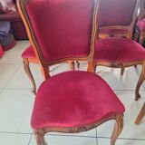 superb set of (8/10) Louis XV chairs in solid cherry with burgundy velvet