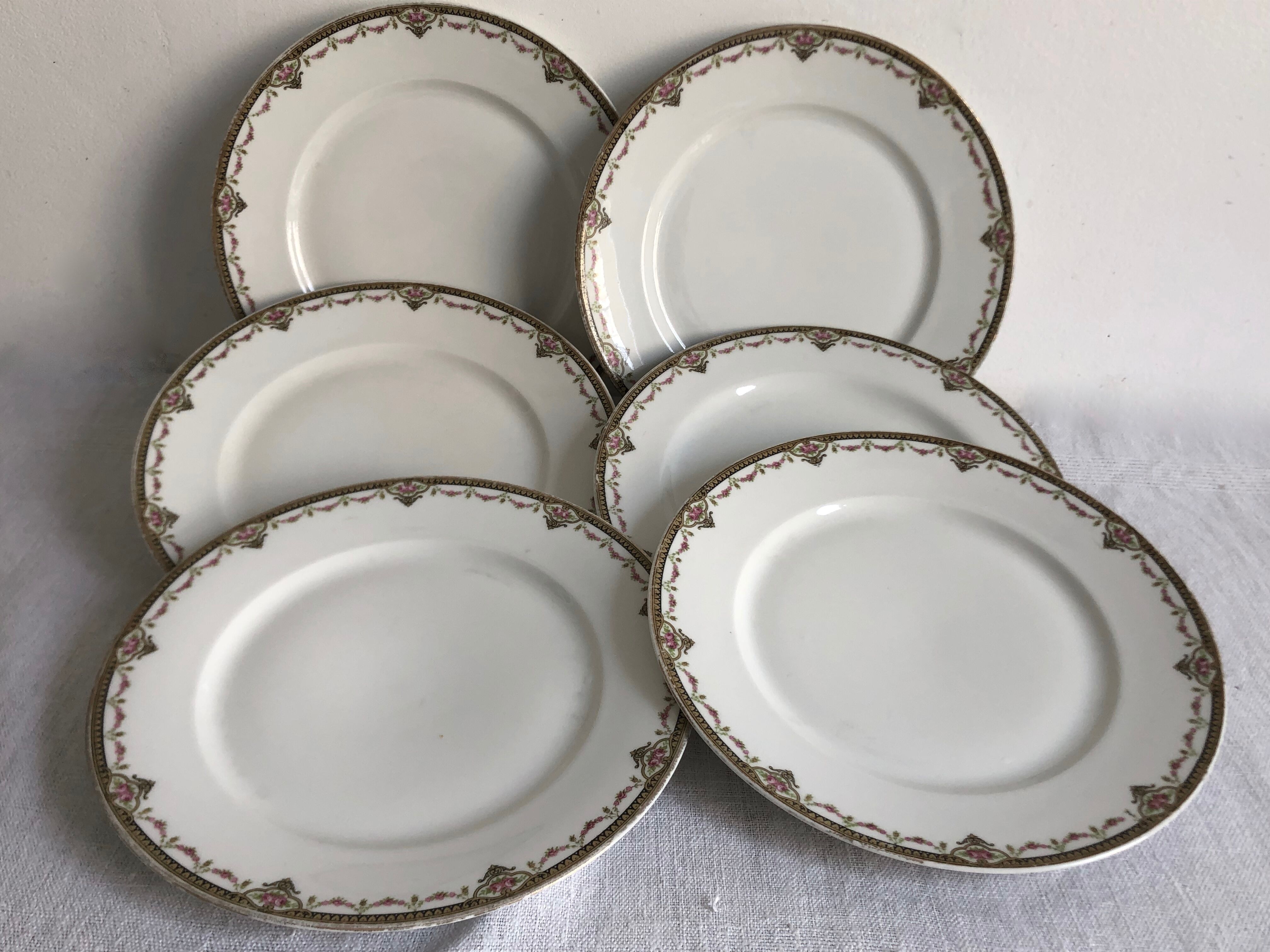 6 flat plates, Porcelaine de Limoges, WG et Cie