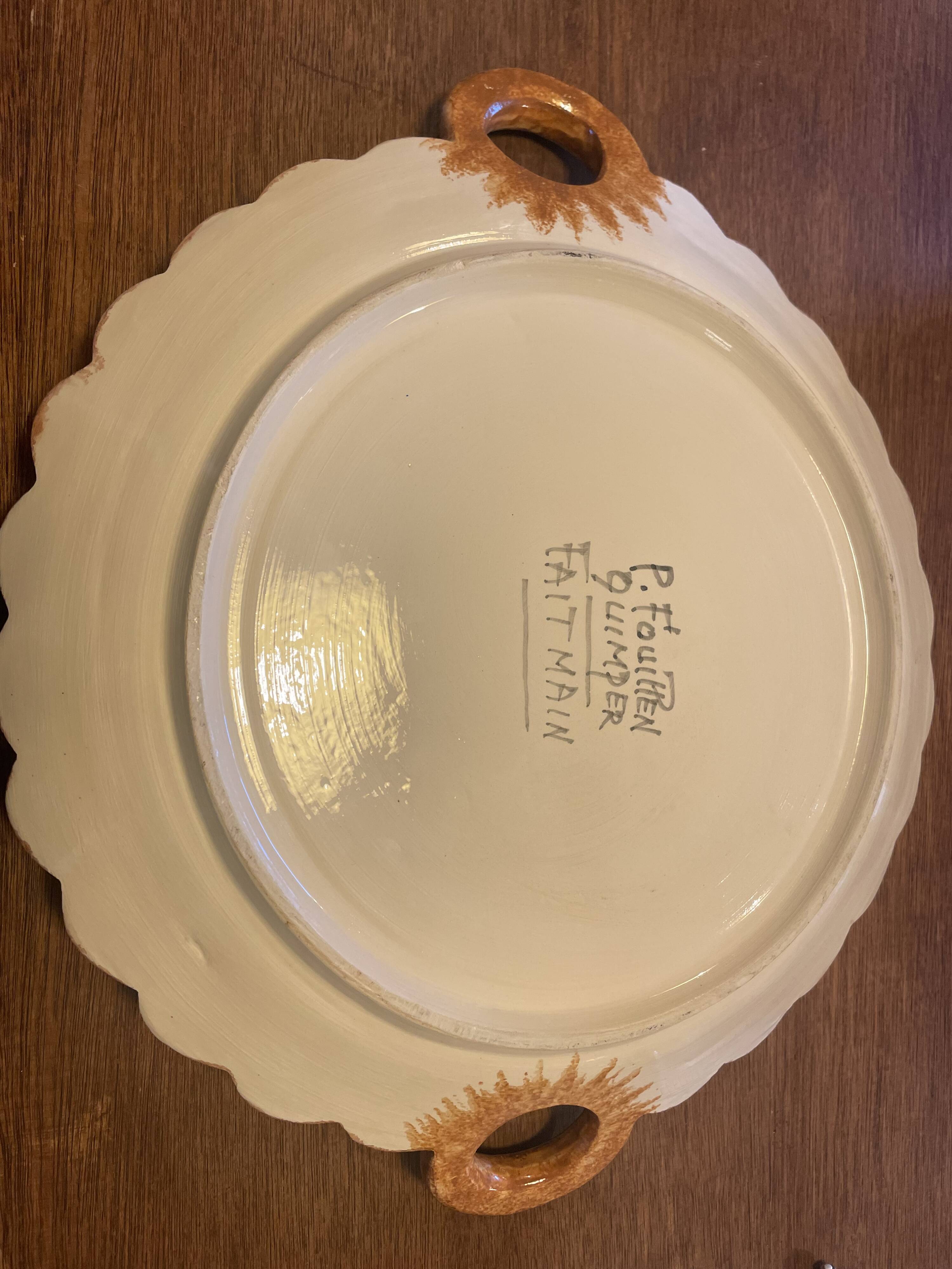 Ceramic cake dish from Quimper P.Fouillen