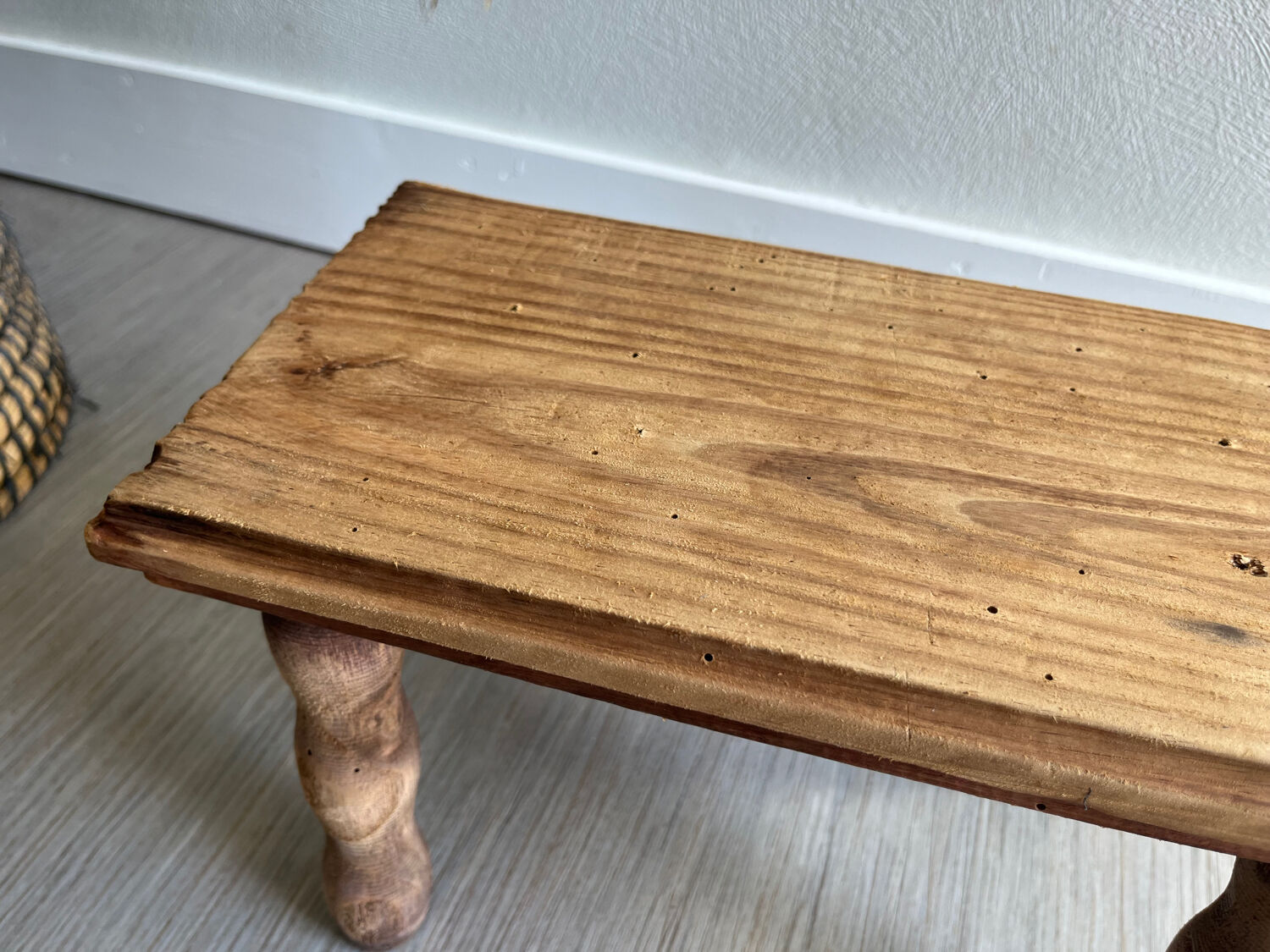 Small bench / wooden stool (bobbin decor) I