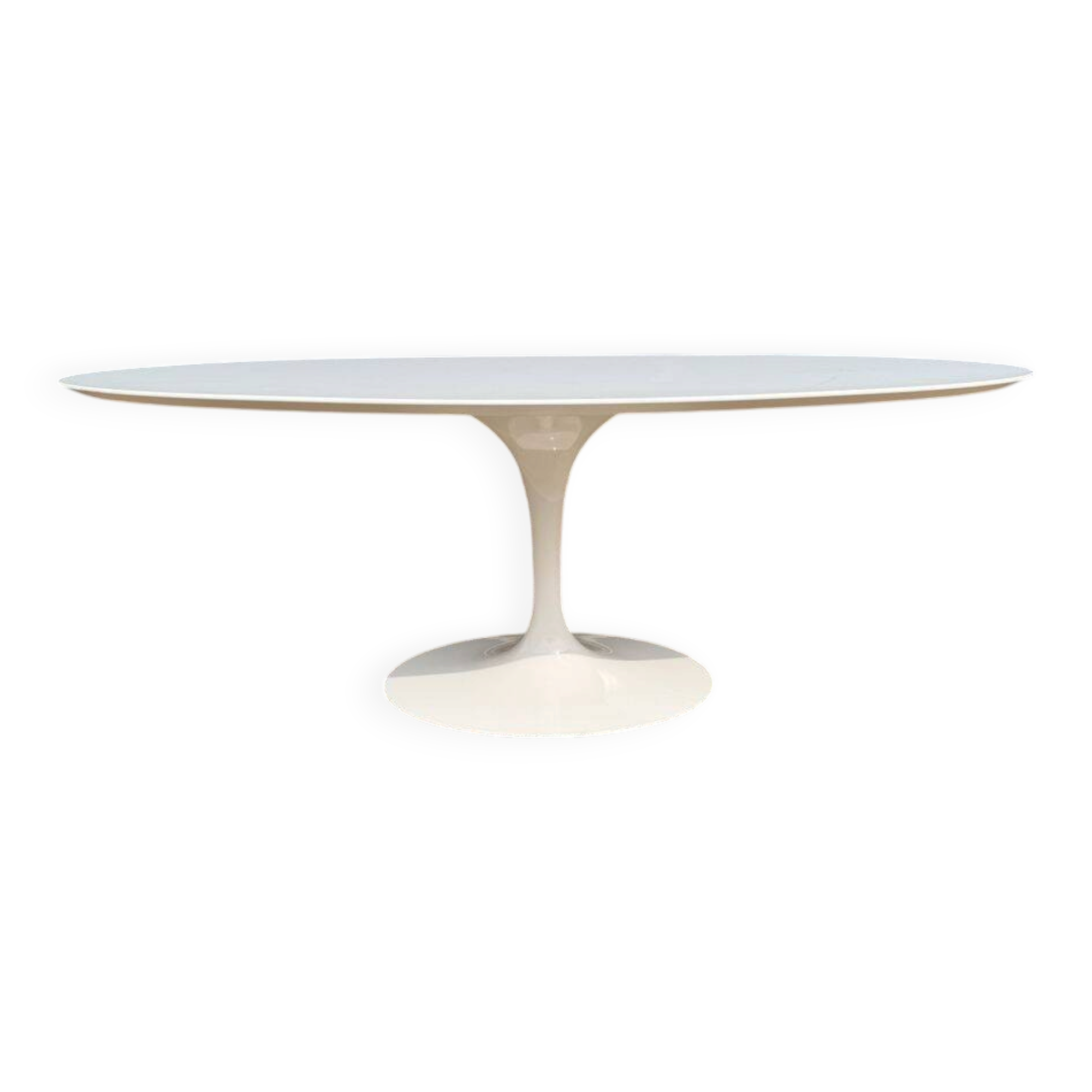 Original oval Tulip Knoll table 198cm white laminate, NEW in the box.