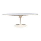 Original oval Tulip Knoll table 198cm white laminate, NEW in the box.