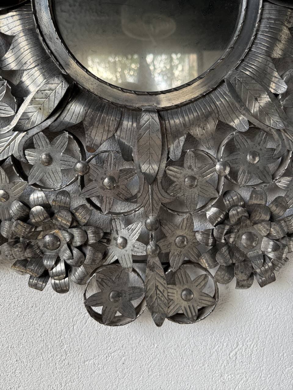 Vintage Mexican metal large mirror