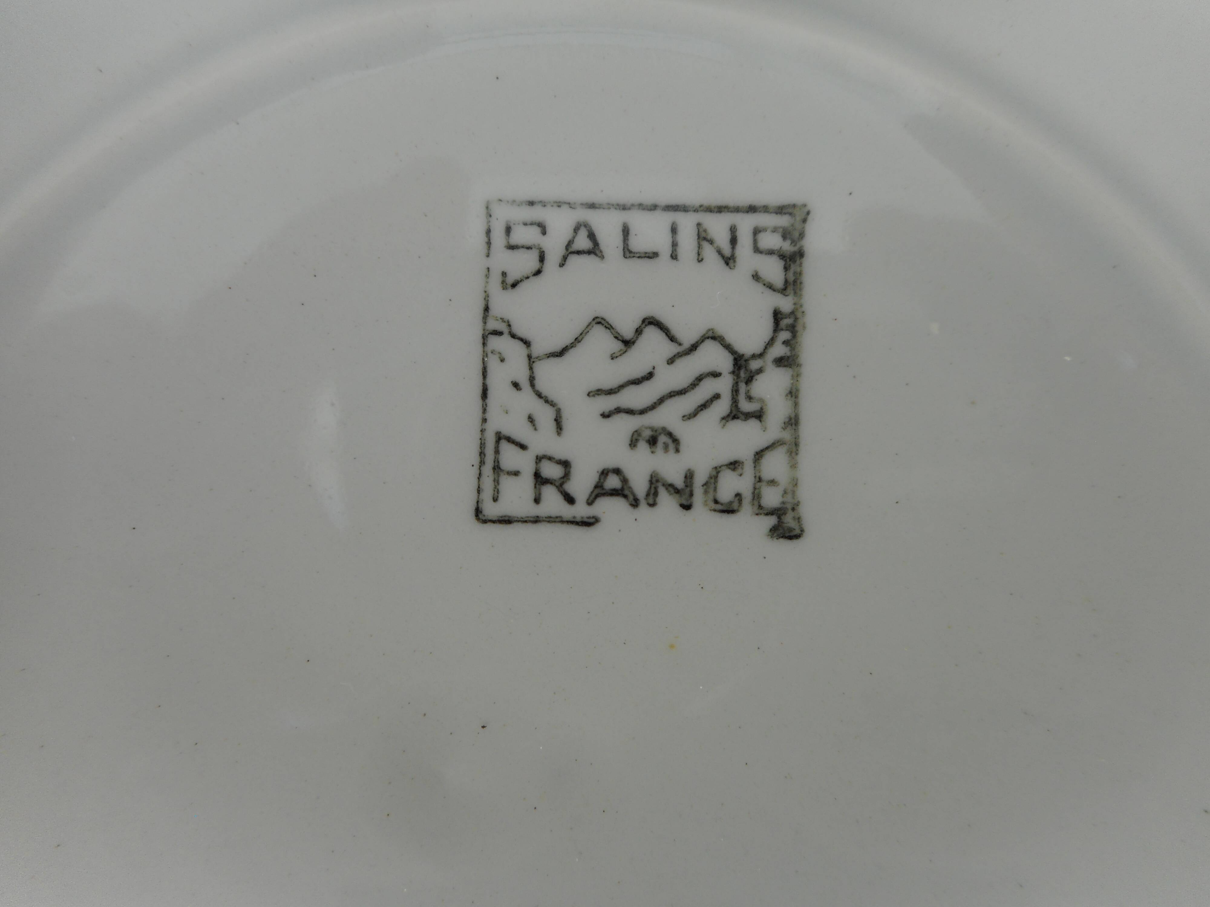 Six flat plates made of "Salins" earthenware