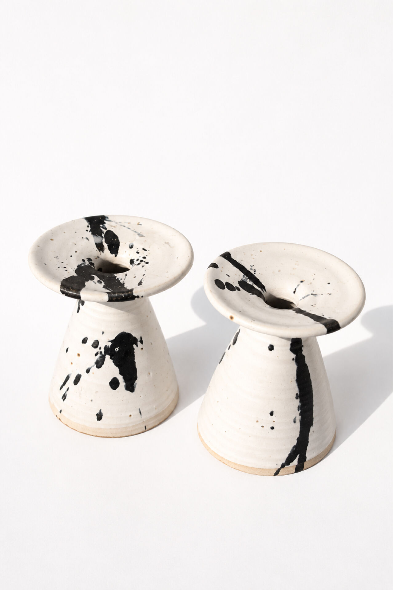 Karsten Nielsen KN Denmark Rare Postmodern Splatter Ceramic Candlestic