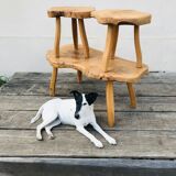 Vintage brutalist coffee table 70 and its 2 stools