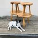 Vintage brutalist coffee table 70 and its 2 stools
