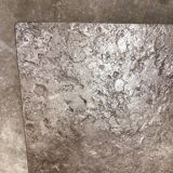 French 1970s slate & solid oak coffee table — textural slate slab, sculptural presence