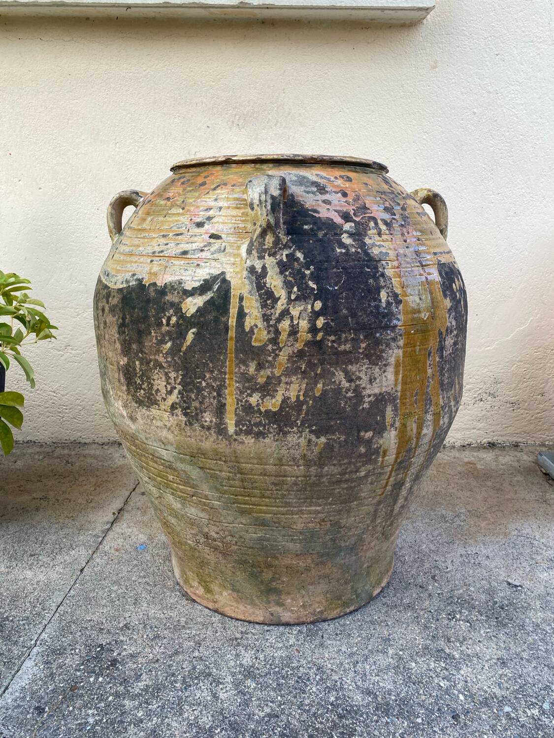 Grande jarre ancienne provençale en terre cuite vernissée XIXeme