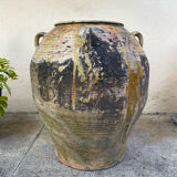 Grande jarre ancienne provençale en terre cuite vernissée XIXeme