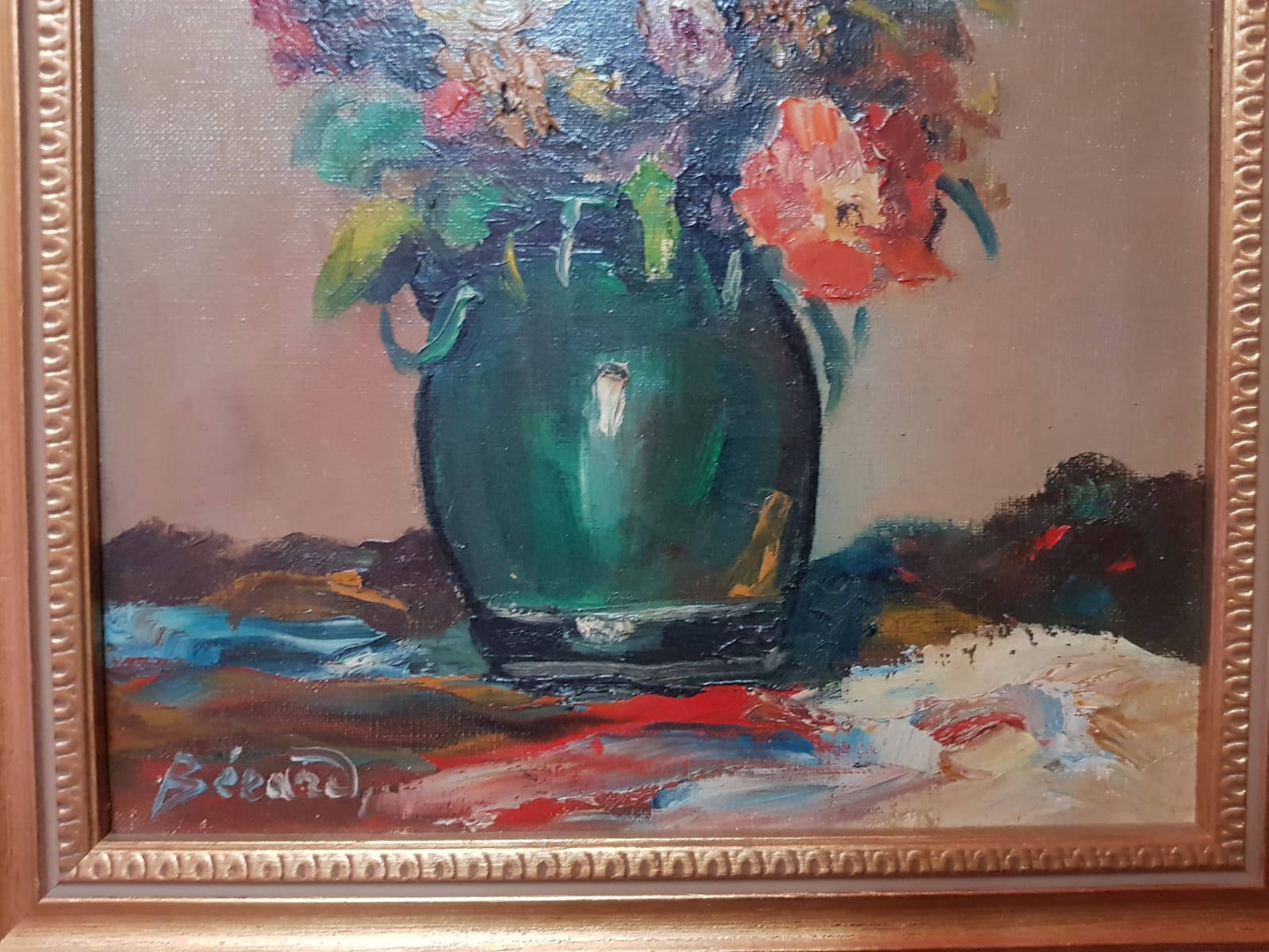 Old painting bezard bouquet of flowers