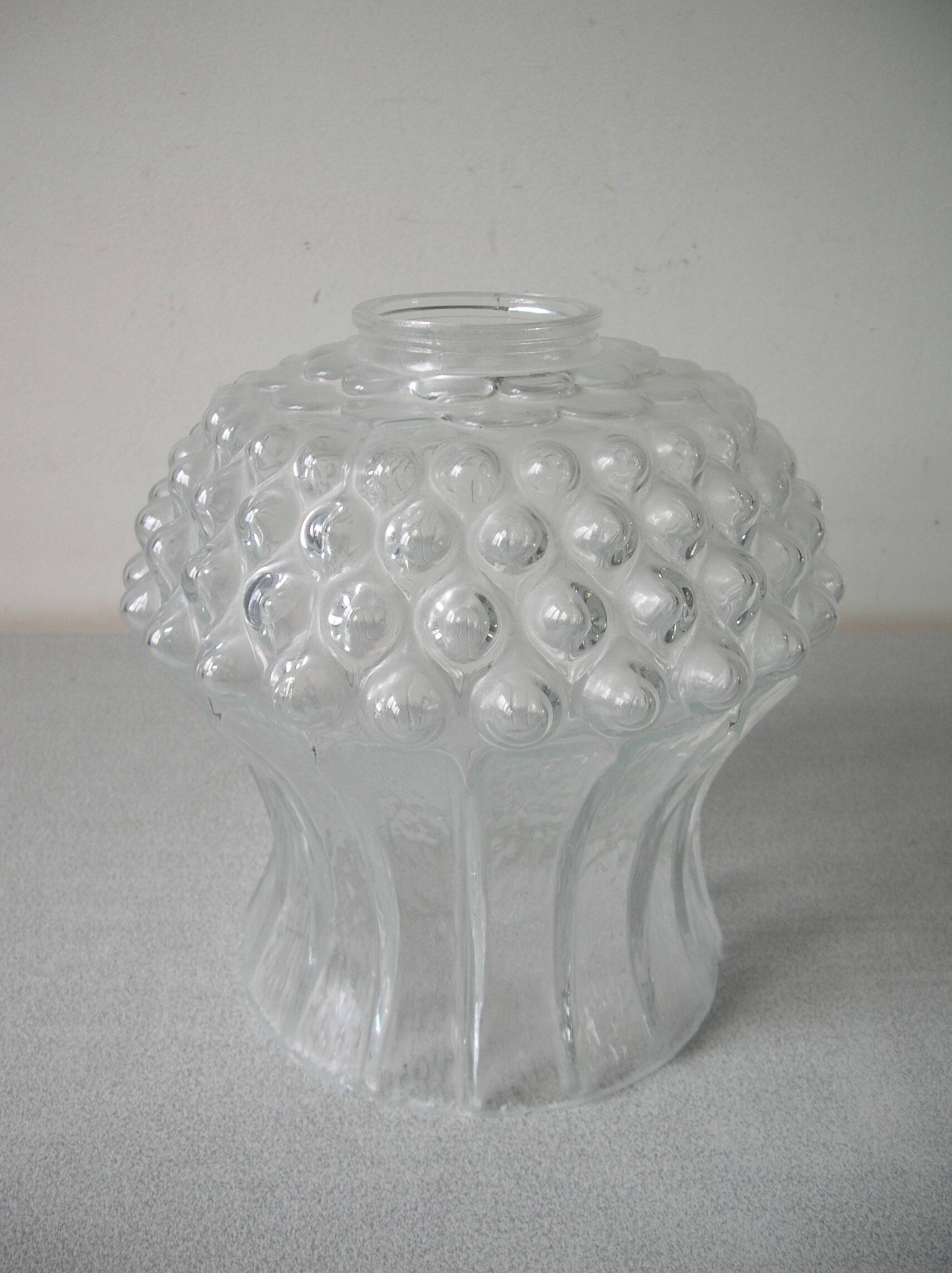Old globe lamp shade chandelier lighting fixture in glass relief decor 16 cm