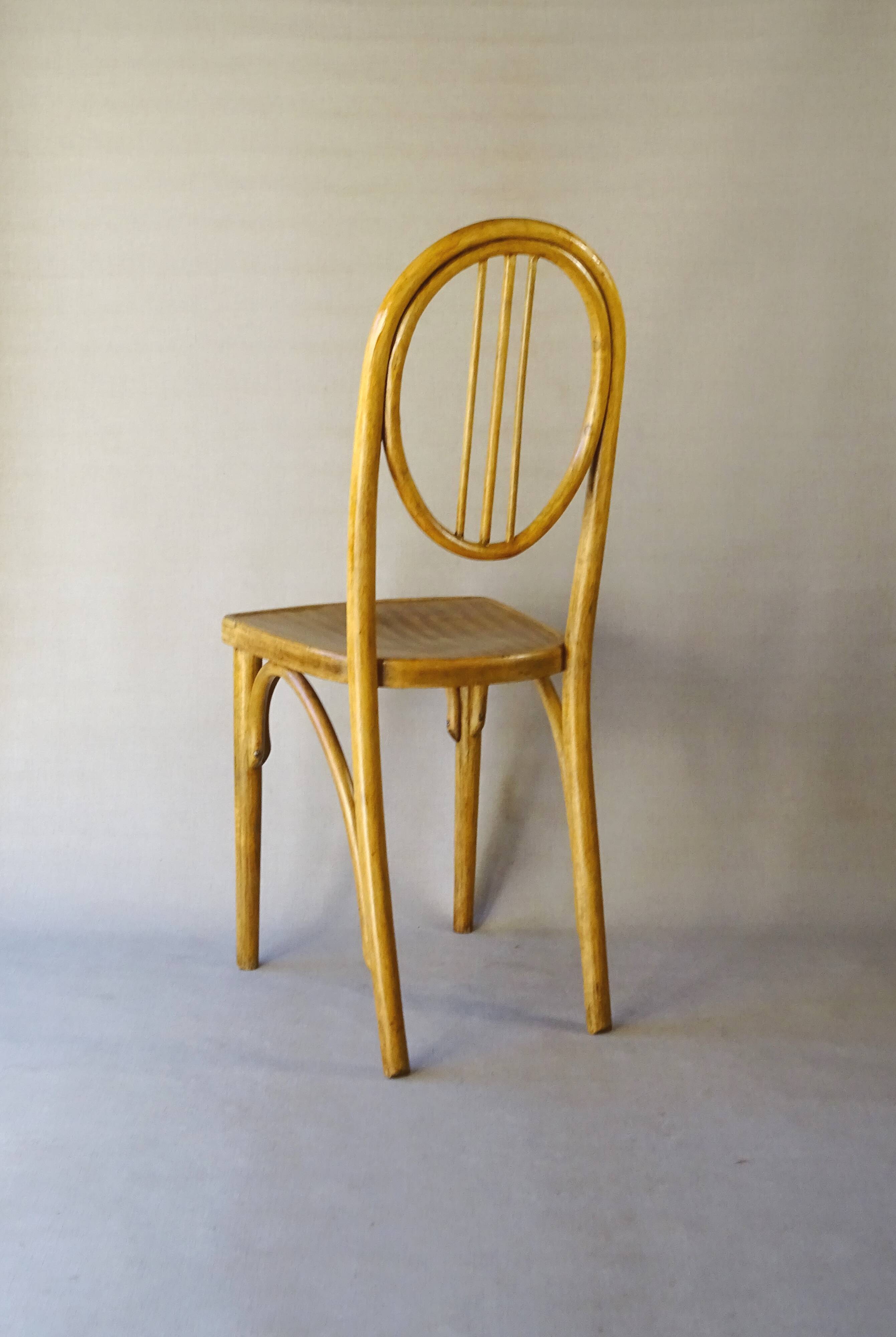 Thonet Art Deco bistro chair No. 644/1 from 1928 with two-tone wooden seat
