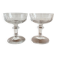 2 antique 19th-century blown glass champagne coupes with flat sides