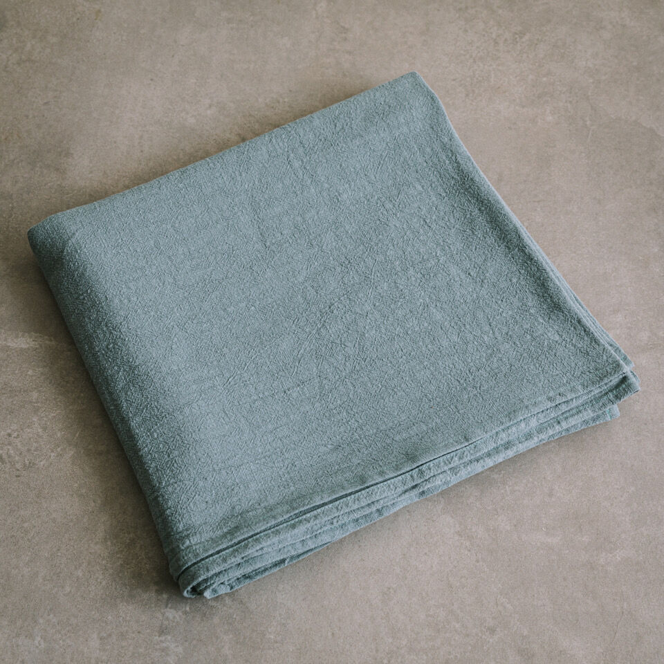 Washed linen tablecloth Celadon