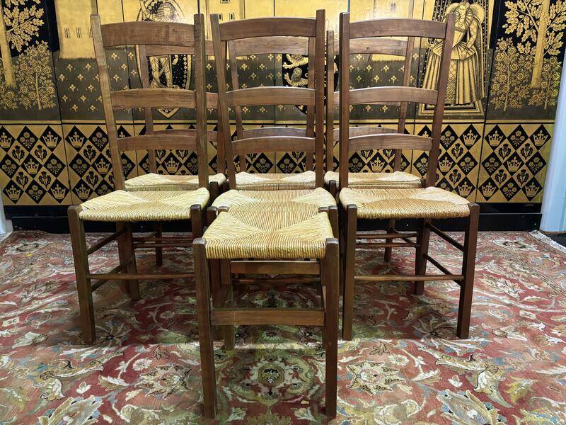 6 high-backed straw chairs