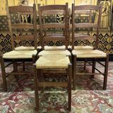 6 high-backed straw chairs