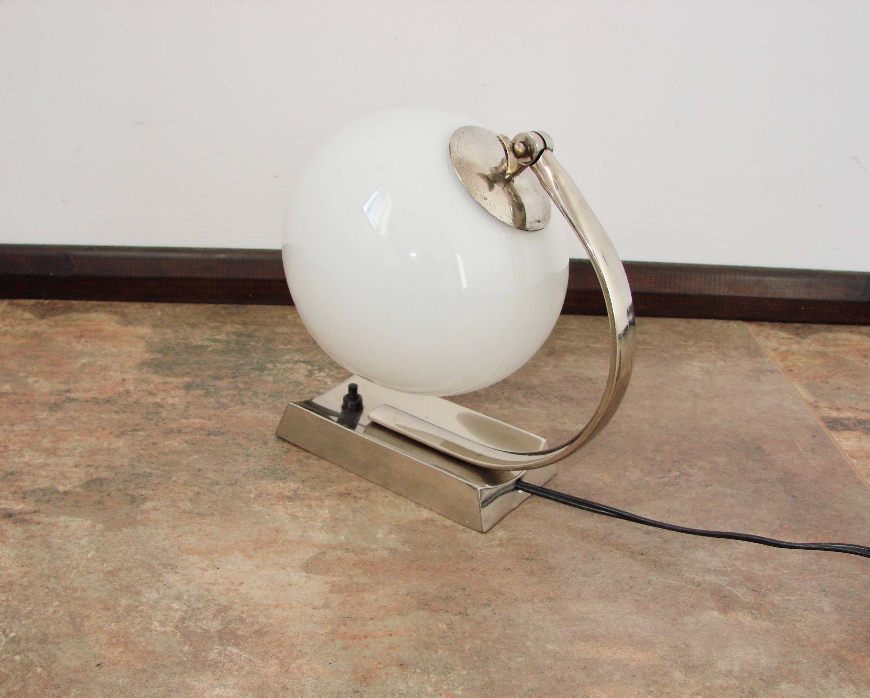 1940s Art Deco lamp | nickel-plated brass + glass | E27 | vintage