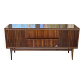 Buffet enfilade scandinave Hifi Grundig bois et palissandre laquée