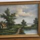 Peinture sur toile encadrée bois doré