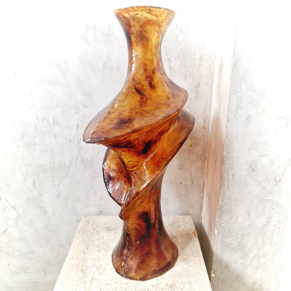 Large vintage amber resin vase