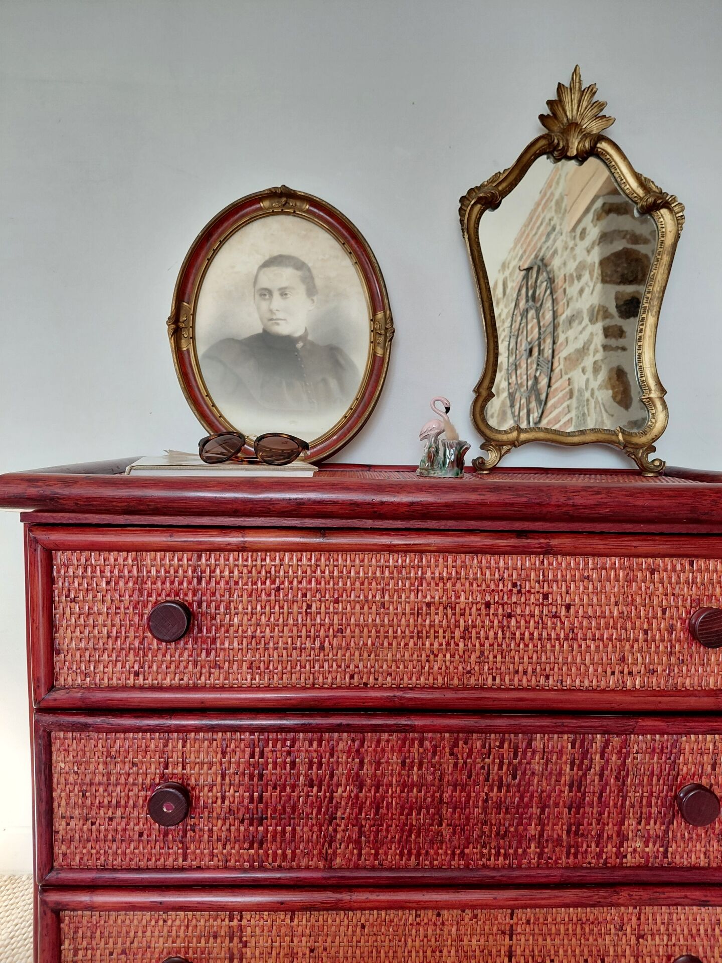 Rattan chest of drawers Roche Bobois Maugrion edition, circa 1970