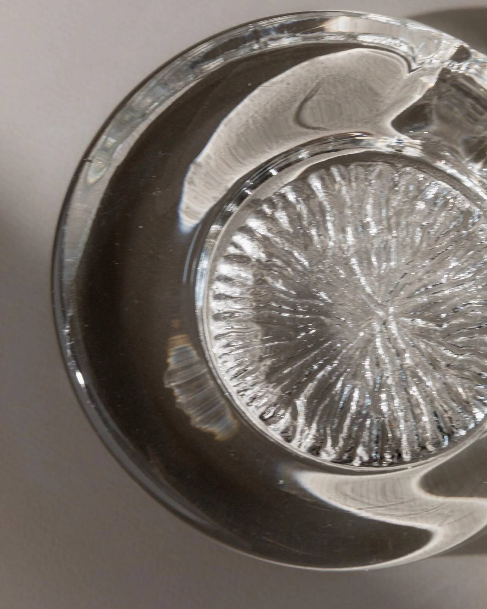 Transparent Murano Glass Ashtray with Asymmetric Thick Rim, 1970s Italian Retro Table Decor