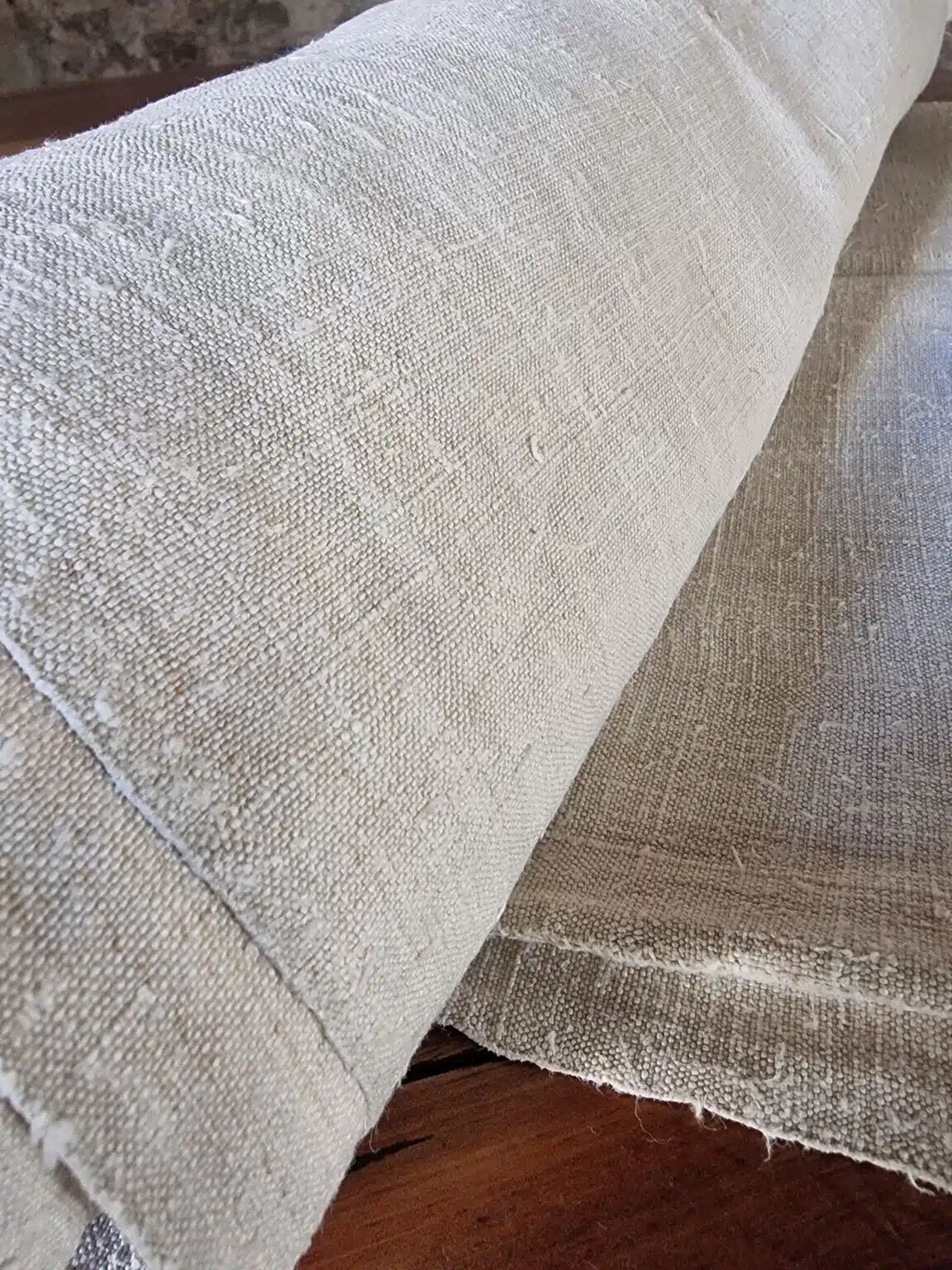 Antique French linen sheet – 19th century hand-woven hemp fabric (250×200 cm)