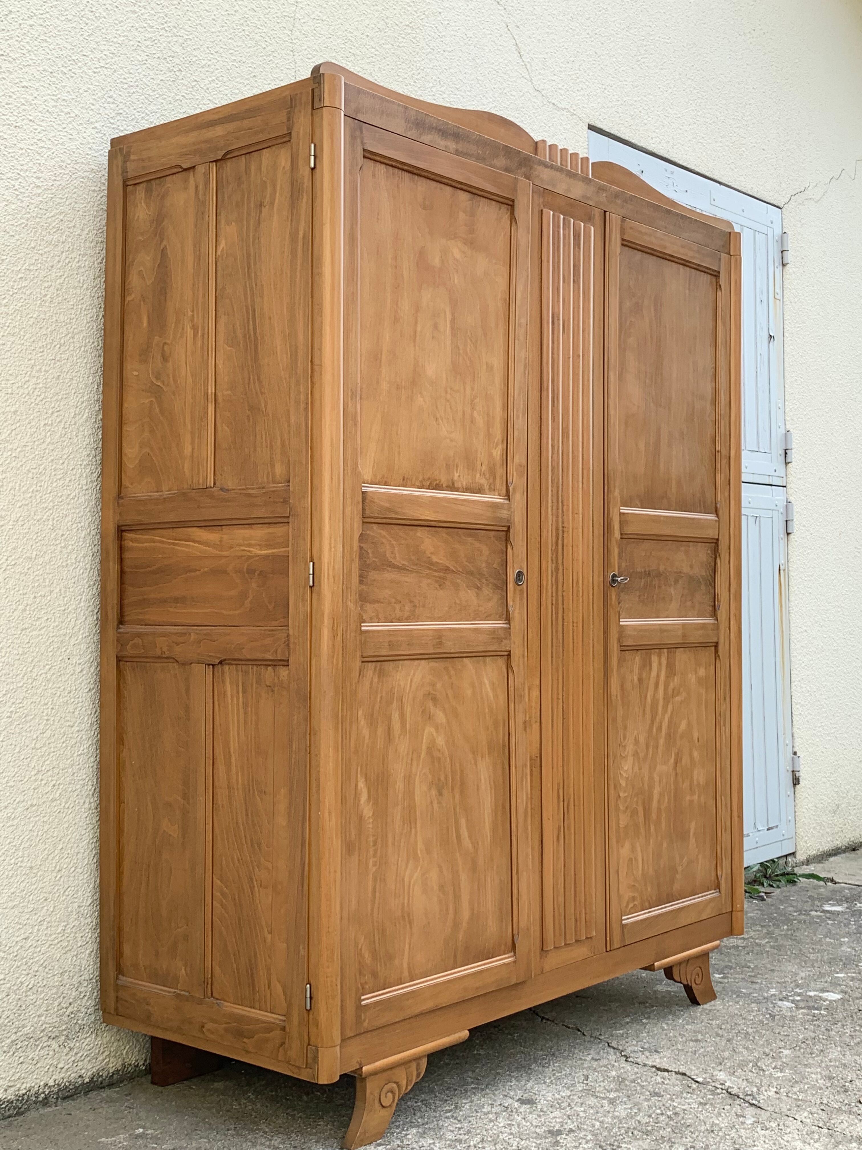 Parisian wardrobe art deco 1930 removable wardrobe beech solid