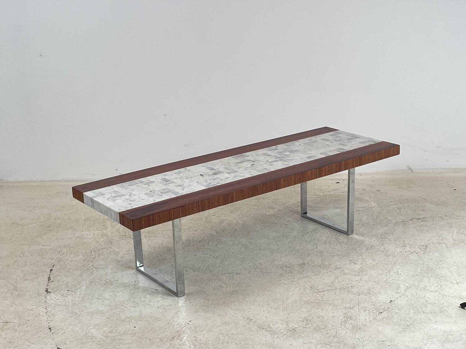 "SEM" coffee table in marble and rosewood 1970