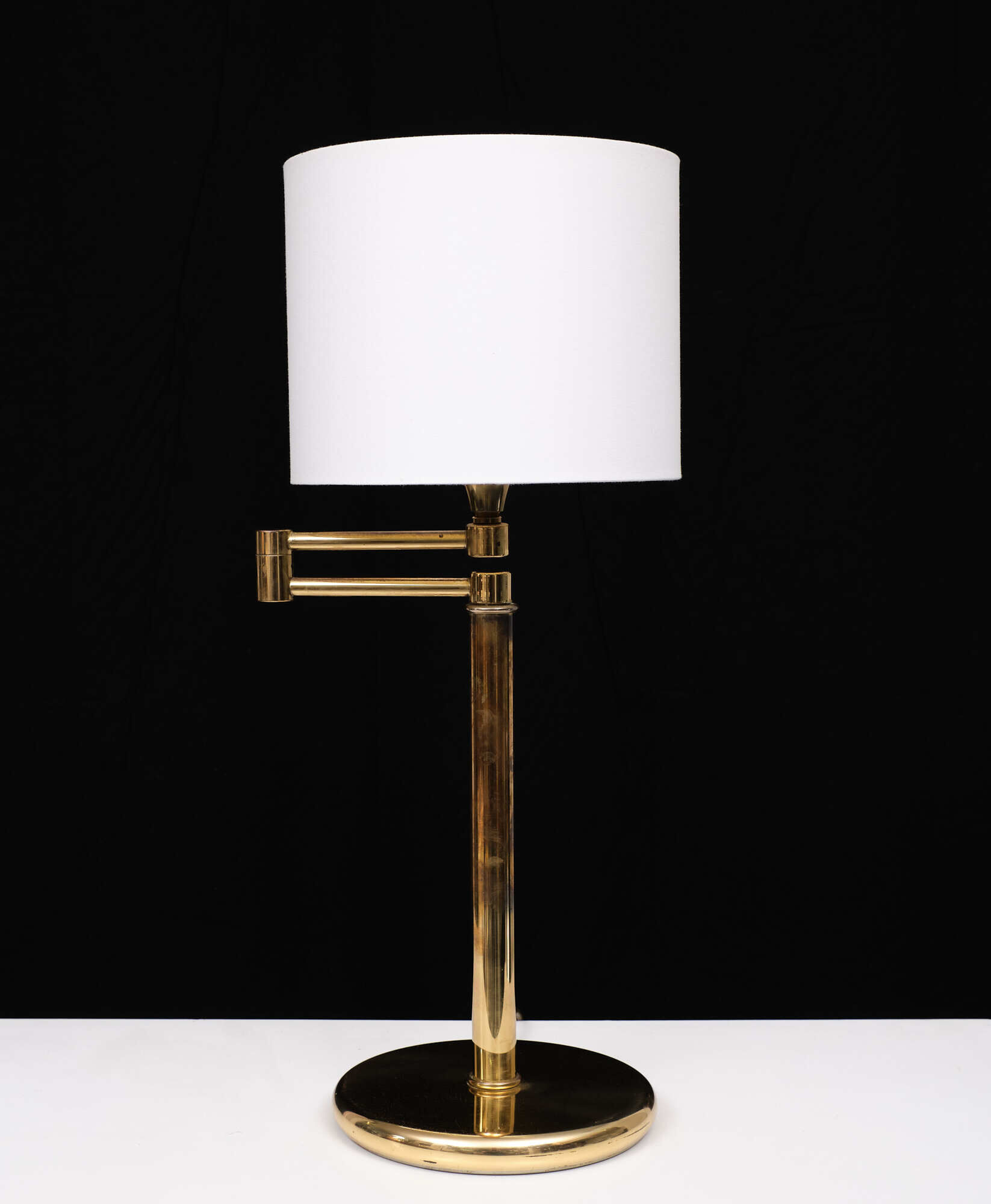 Brass swing arm desk lamp Deknudt 1970s
