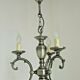 French brushed silver metal 3 light chandelier scroll leaf detail