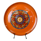 Vintage 70's orange ceramic cake plate