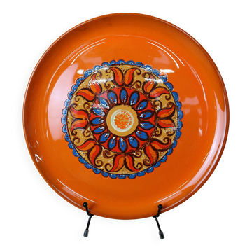 Vintage 70's orange ceramic cake plate