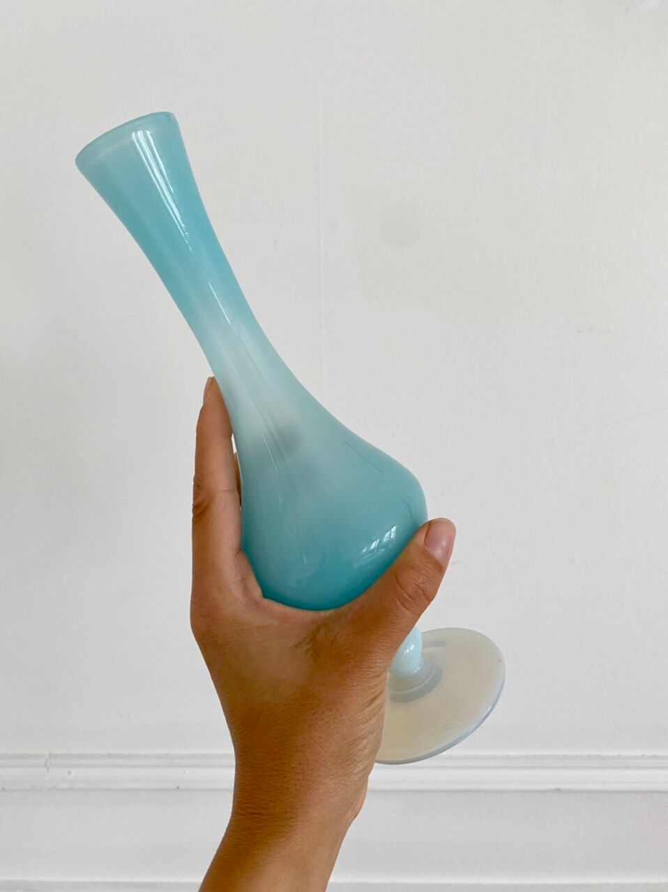 Blue opaline glass soliflore