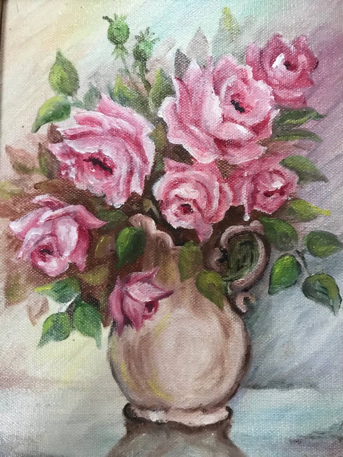 Framed canvas painting