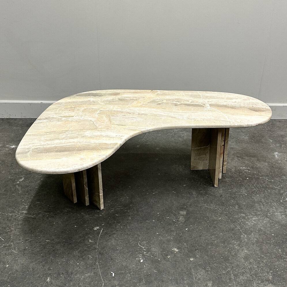 Vintage marble boomerang coffee table, Italy 1980s