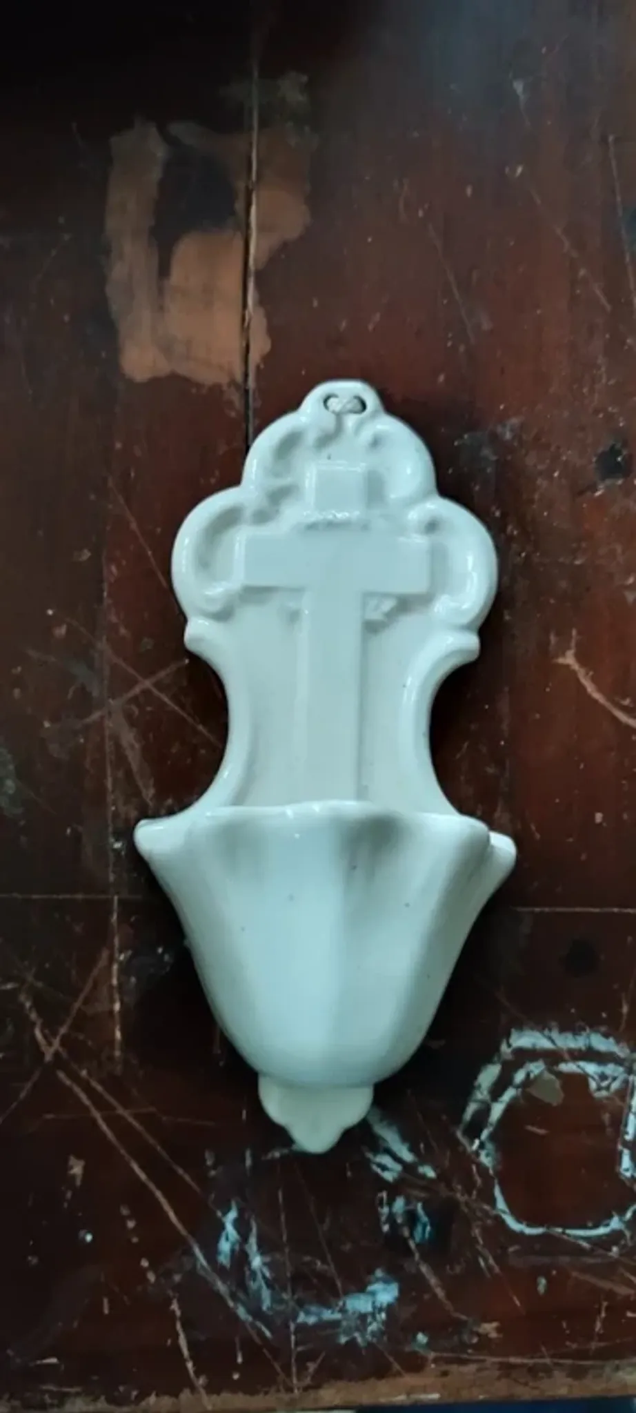 Vintage ceramic holy water font
