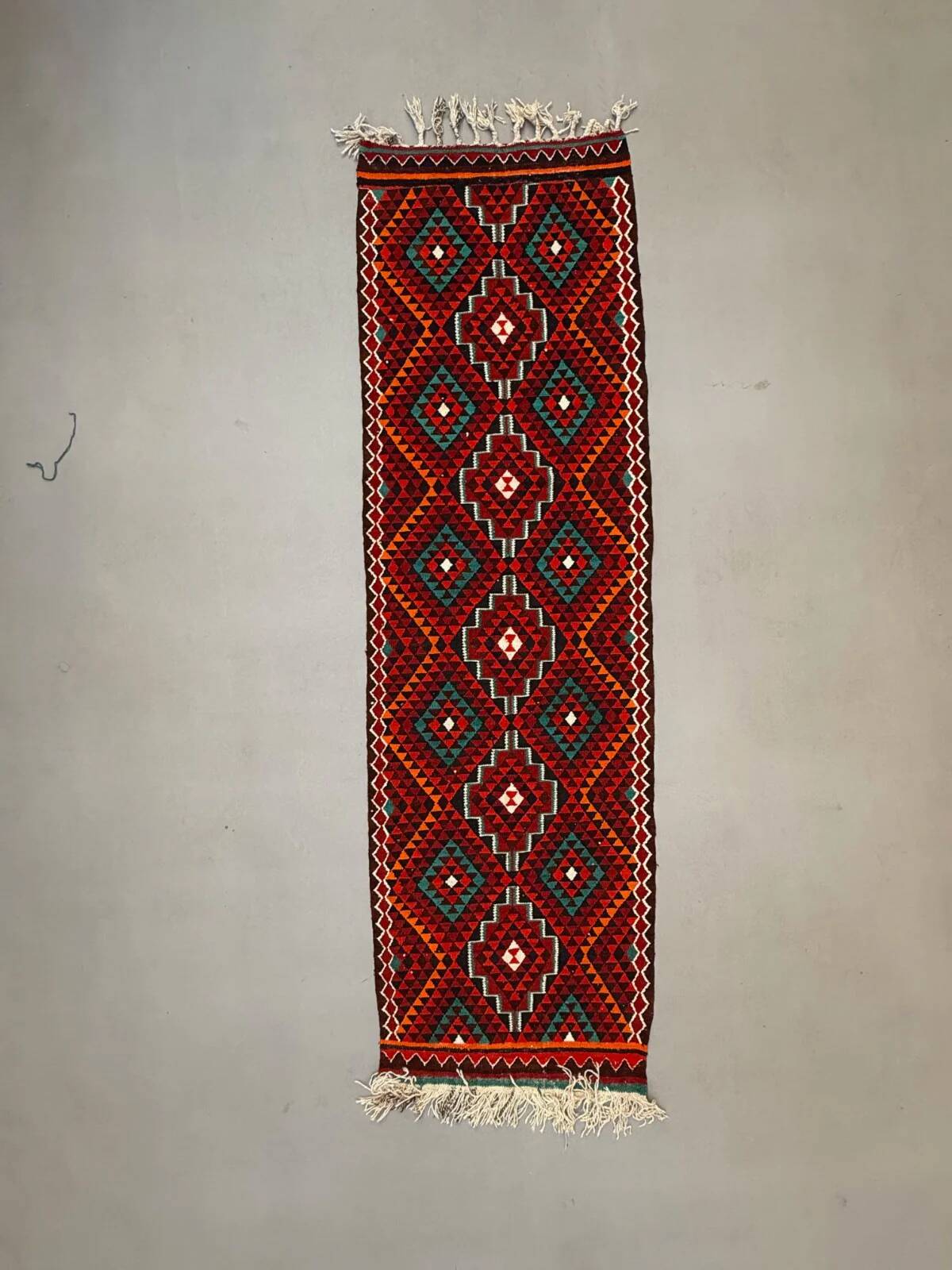 Turkish kilim runner 330x100 cm, vintage kelim rug, long and narrow 2512