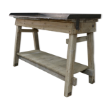 Industrial console table in fir and metal 1930