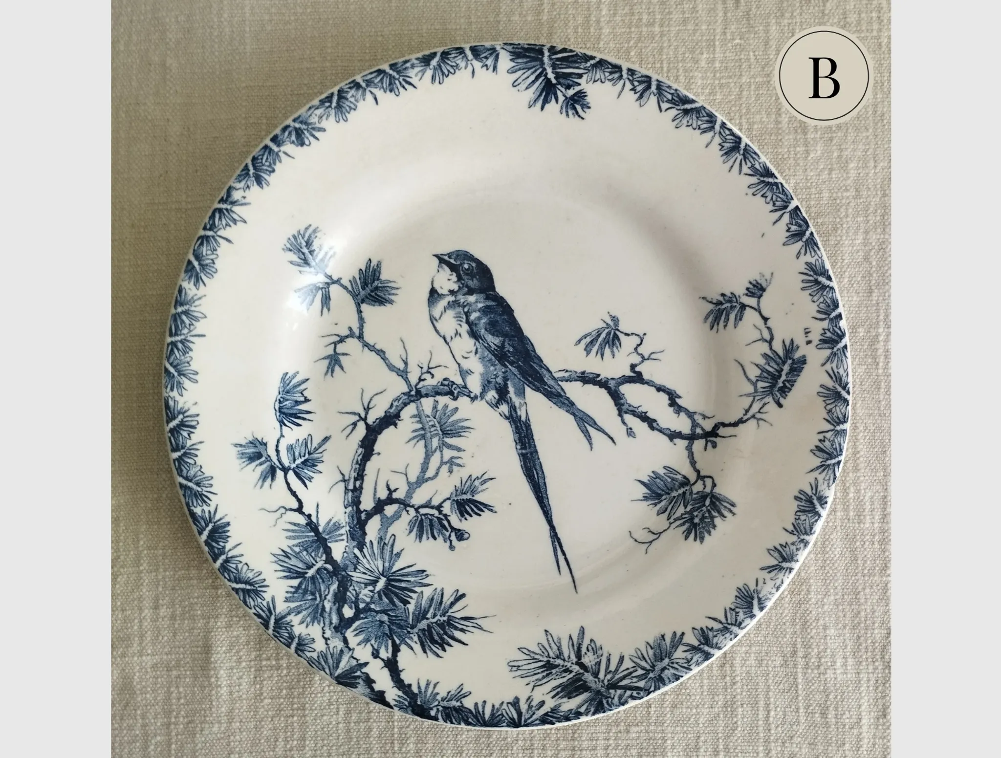 Gien "Provençal" - Set of 3 flat plates Ø 23 cm swallows