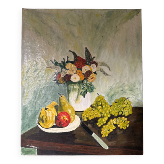 Charming Vintage Oil on Canvas – Still Life