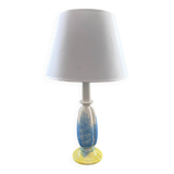 Yellow and blue ceramic lamp