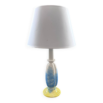 Yellow and blue ceramic lamp