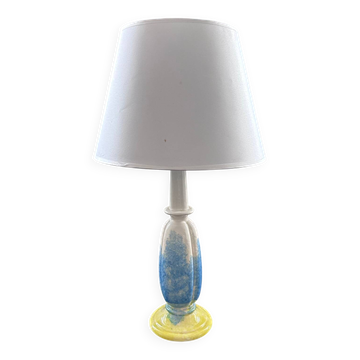 Lampe en céramique jaune et bleue