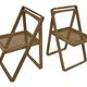 Ensemble vintage de 4 chaises pliantes, design en sangle et bois, années 1970