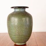 Art Deco vase, in green glazed stoneware, Roger Guérin 1930.