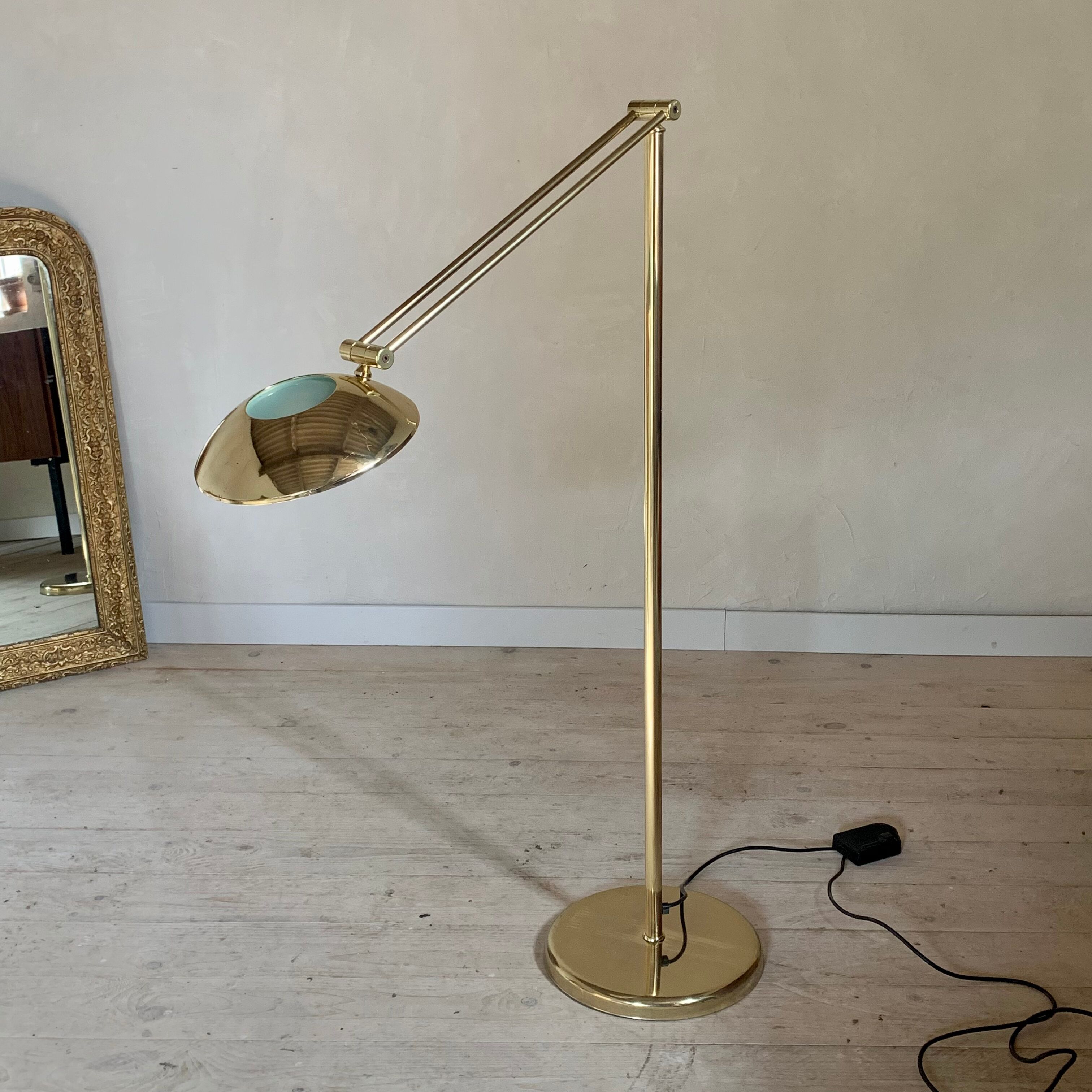 Lampadaire liseuse articulée metal doré vintage