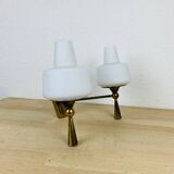 Double opaline and brass wall light from the 50s, lunel, arlus