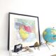 Carte vintage Asie occidentale 43x43cm de 1950